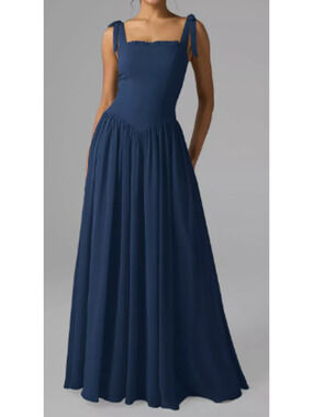 AW BRIDAL SZ 8 M navy blue Kristen chiffon formal party prom gala maxi dress 0B4